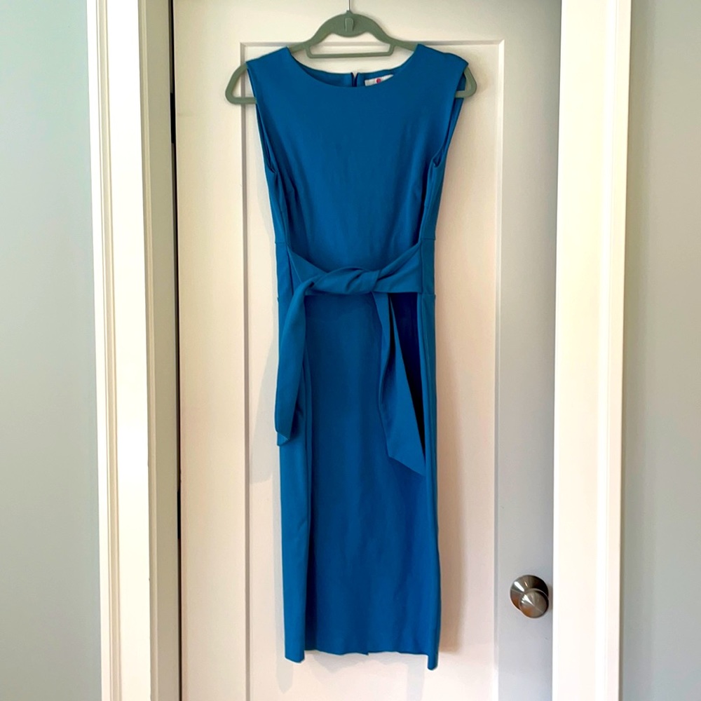 Boden blue midi dress with tie
